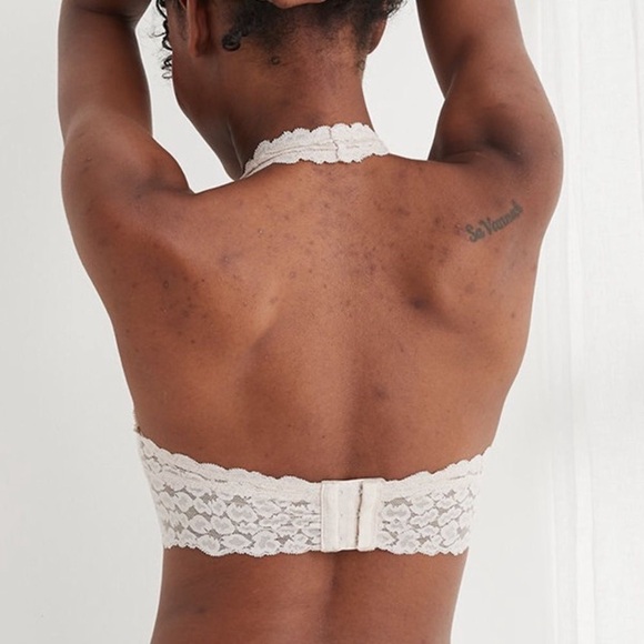 NWT Aerie Ivory Animal Lace Halter Bralette - Picture 2 of 6